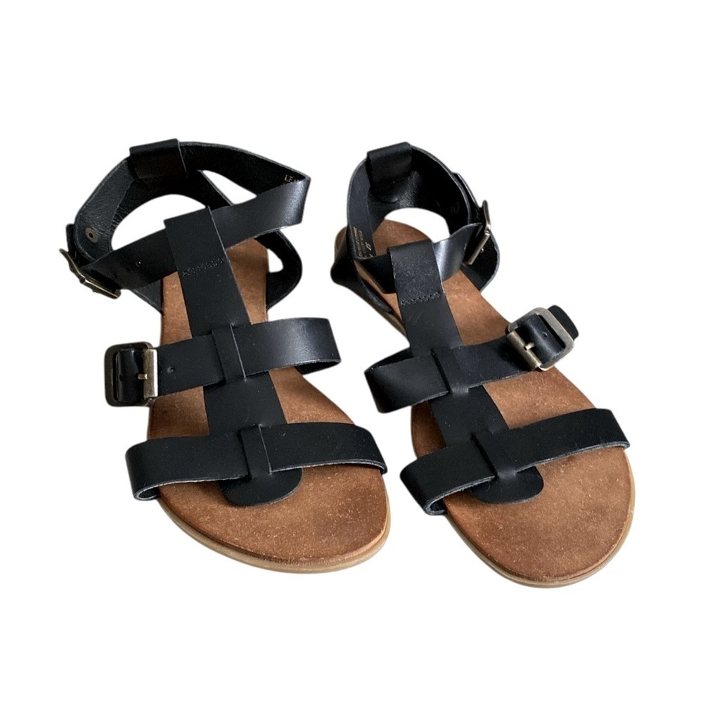 MARIELLA Italian Black Gladiator Leather Sandals Women’s Size 7.5